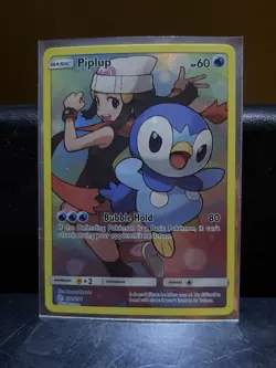 Pokemon Piplup Cosmic Eclipse Full Art Secret Rare Basic Card 239/236 - Image 1