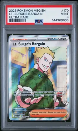 2025 POKEMON MEG EN-MEGA EVOLUTION ULTRA RARE #170 LT. SURGE'S BARGAIN PSA 9 - Image 1
