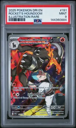 2025 POKEMON DESTINED RIVALS ILLUSTRATION RARE #191 TEAM ROCKET'S HOUNDOOM PSA 9 - Image 1
