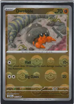 Dwebble 051/086 Common Black Bolt Pokemon Poke Ball Reverse Holo NM - Image 1