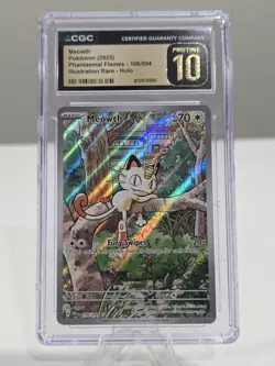 2025 Pokemon Meowth Phantasmal Flames 106/094 IR CGC PRISTINE 10 - Image 1