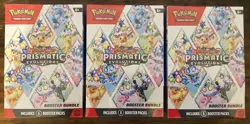 Pokemon Scarlet & Violet Prismatic Evolutions Booster Bundle Lot of 3 NEW - Image 1