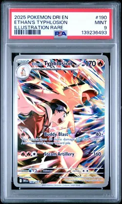 2025 Pokemon Destined Rivals Ethan's Typhlosion Illustration Rare #190 PSA 9 - Image 1