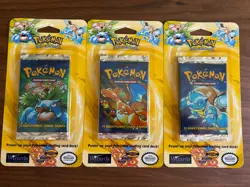 Pokemon 1999 Sealed Base Set Unlimited Trio Booster Blister Pack WOTC. Lot Of 3 - Image 2