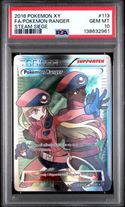 Pokemon Ranger Full Art 113/114 XY Steam Siege PSA 10 Gem Mint 2016 - Image 1