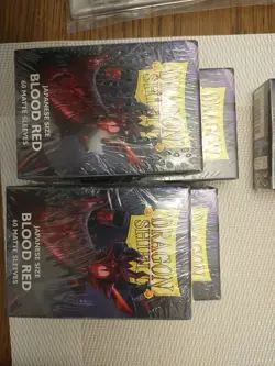 Japanese Matte Blood Red 60 ct Dragon Shield Sleeves Japanese Size YuGiOh NEW X4 - Image 1