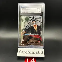 CGC 10 GEM MINT Roronoa Zoro Parallel OP01-001 L 25th Edition ONE PIECE Card 14 - Image 1