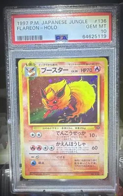 Pokemon card Flareon Pokemon 1997 Holo Jungle Japanese 136 PSA 10 - Image 1