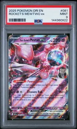 2025 Pokemon DRI EN-Destined Rivals #081 Team Rocket's Mewtwo EX PSA 9 MINT Rare - Image 1