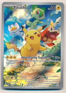 POKEMON PIKACHU PROMO HOLO SVP 027 SCARLET & VIOLET ADVENTURING TOGETHER HP 60 - Image 1