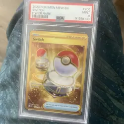 2023 Pokemon Mew EN-151 Switch Trainer Hyper Rare FULL ART #206 PSA 9 - Image 1