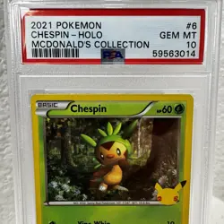 2021 POKEMON MCDONALD'S COLLECTION #6/25 CHESPIN HOLO - PSA 10 GEM MINT - Image 2