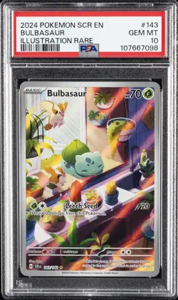 2024 POKEMON SCR EN-STELLAR CROWN ILLUSTRATION RARE #143 BULBASAUR PSA 10 - Image 1