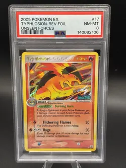 Pokemon Typhlosion Holo Rare Unseen Forces 17/115 Reverse Holo PSA 8 - Image 1