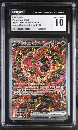 Pokemon 2025 Oricorio ex Mega Charizard X ex UPC Black Star Promos #24 CGC 10 - Image 1