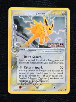 Jolteon Reverse Foil Pokemon EX Delta Species #7 2005 - Image 1
