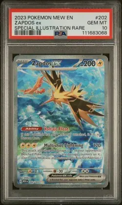 POKEMON ZAPDOS ex 2023 MEW EN-151 #202 SPECIAL ILLUSTRATION RARE PSA 10 - Image 1