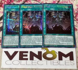 3x (M/NM) World Legacy Monstrosity MP20-EN076 Secret Rare 1st Edition YuGiOh - Image 1