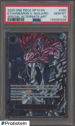 2025 One Piece OP13 EN #080 Ethanbaron V. Nusjuro Special Alternate Art PSA 10 - Image 1