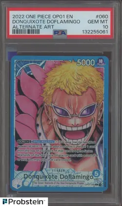 2022 One Piece OP01 EN #060 Donquixote Doflamingo Alternate Art PSA 10 GEM MINT - Image 1