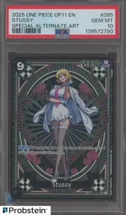 2025 One Piece OP11 EN #085 Stussy Special Alternate Art PSA 10 GEM MINT - Image 1