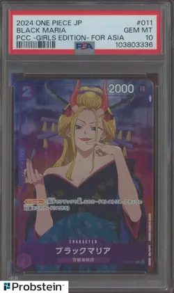 2024 One Piece Japanese PCC Girls Edition For Asia #011 Black Maria PSA 10 - Image 1