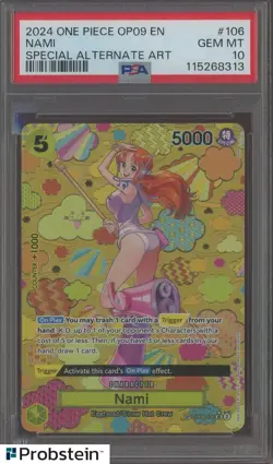 2024 One Piece OP09 EN #106 Nami Special Alternate Art PSA 10 GEM MINT - Image 1