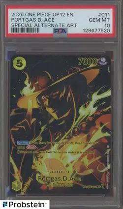 2025 One Piece OP12 EN #011 Portgas D. Ace Special Alternate Art PSA 10 GEM MINT - Image 1