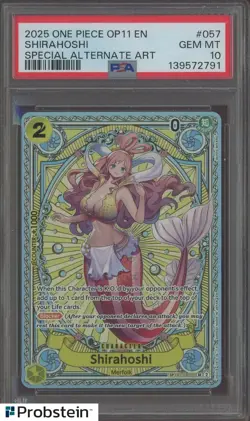 2025 One Piece OP11 EN #057 Shirahoshi Special Alternate Art PSA 10 GEM MINT - Image 1