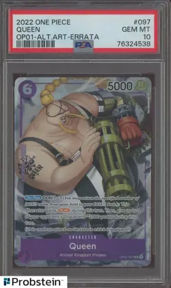 2022 One Piece OP01 Errata #097 Queen Alternate Art PSA 10 GEM MINT - Image 1