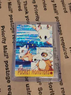 Cubone Pocket Monsters #45 Vending Prism Holo Vintage Pokemon Card Mewtwo Back - Image 1