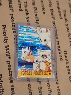 Cubone Pocket Monsters #45 Vending Prism Holo Vintage Pokemon Card Mewtwo Back - Image 2