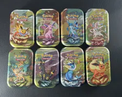 Prismatic Evolutions *EMPTY* Mini Tin Complete Set Of 8 (Tin + Card + Coin) - Image 2
