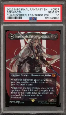 Magic MTG Sephiroth FF Char Borderless Surge Foil #0527 PSA 10 Gem Mint - Image 1