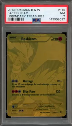 Pokemon Reshiram Legendary Treasures Gold Full Art #114 PSA 7 - Image 1
