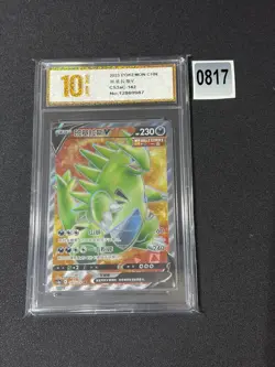Pokemon TCG S-Chinese Card CS3aC-142 Sword & Shield Tyranitar V SRGrade 10 - Image 1