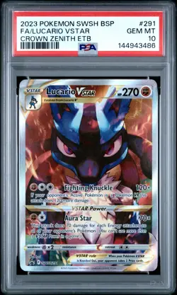 2023 Pokemon SWSH Lucario Vstar Crown Zenith Black Star Promo #291 PSA 10 - Image 1