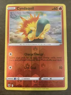 Cyndaquil 023/189 Swsh10: Astral Radiance Reverse Holo Pokemon TCG LP - Image 1