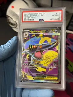 2025 POKEMON PFL EN-PHANTASMAL FLAMES ULTRA RARE #113 MEGA SHARPEDO EX PSA 10 - Image 1