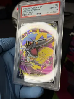 2025 POKEMON PFL EN-PHANTASMAL FLAMES ULTRA RARE #113 MEGA SHARPEDO EX PSA 10 - Image 2