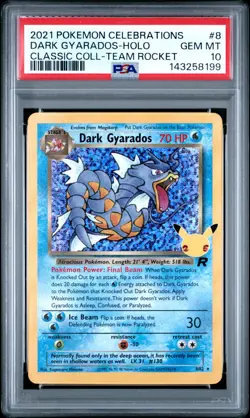 PSA 10 Dark Gyarados 8/82 Celebrations Classic Collection Holo 2021 Pokemon Card - Image 1
