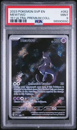 2023 POKEMON SVP EN-SV BLACK STAR PROMO #052 MEWTWO 151 ULTRA-PREMIUM COLL PSA 9 - Image 1
