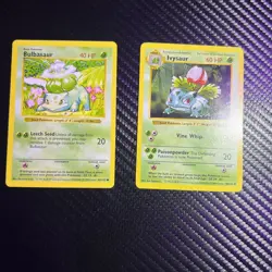 Pokemon TCG Base Set Shadowless Bulbasaur and Ivysaur - Image 1
