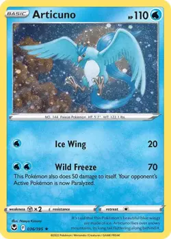 Articuno 036/195 Cosmos Holo Promo Silver Tempest Pokemon Card NM - Image 1