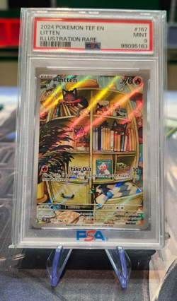 PSA 9 Litten Illustration Rare Temporal Forces 167/162 Pokemon - Image 1