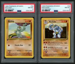 1999 Pokemon Spanish 1st Edition Machop & Machoke PSA 8 - Sequential Lot - Image 1