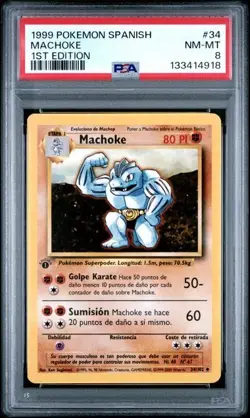 1999 Pokemon Spanish 1st Edition Machop & Machoke PSA 8 - Sequential Lot - Image 5
