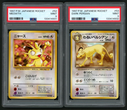 Pokemon 1997 Japanese Rocket Meowth & Dark Persian PSA 9 - Sequential Lot - Image 1