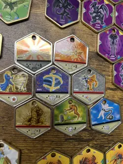 Yu-Gi-Oh! Vintage Takahashi Metal Medallions Hexors Coins Tags Lot of 43 Tokens - Image 2