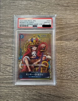 PSA 10 ONE PIECE Card Monkey D Luffy WEEKLY SHONEN JUMP P-043 PROMO Japanese - Image 1